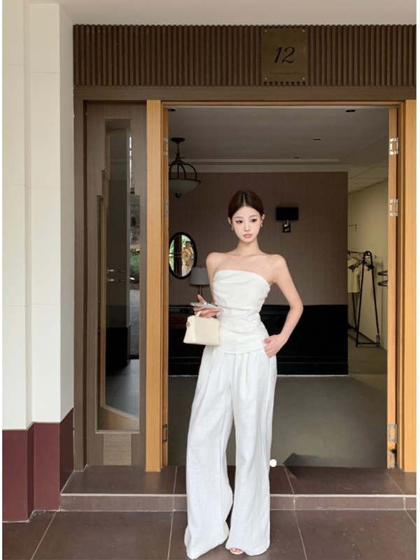 Linen Pant Wide - Elegant Cotton Linen Set Women Summer