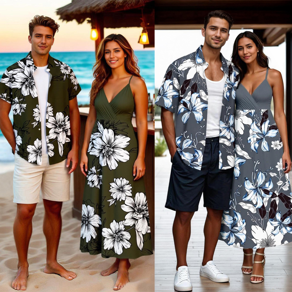 Romper Floral Print - Flowers Leaf Printed Plus Size Matching