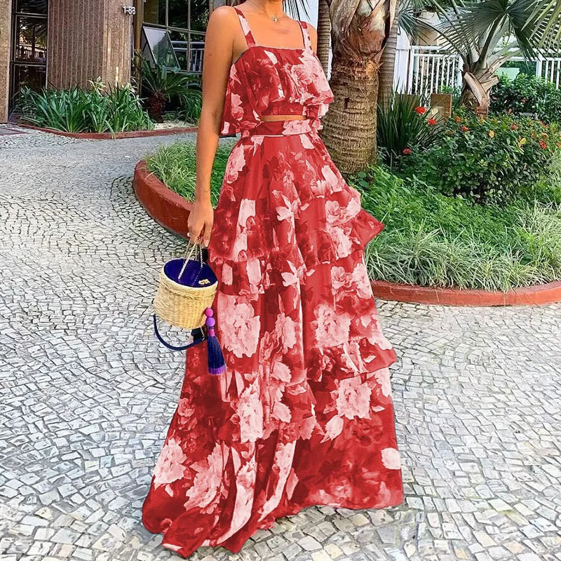 Women's Two Piece Outfits Flor - Romper Floral Print บทวิจารณ์และราคา