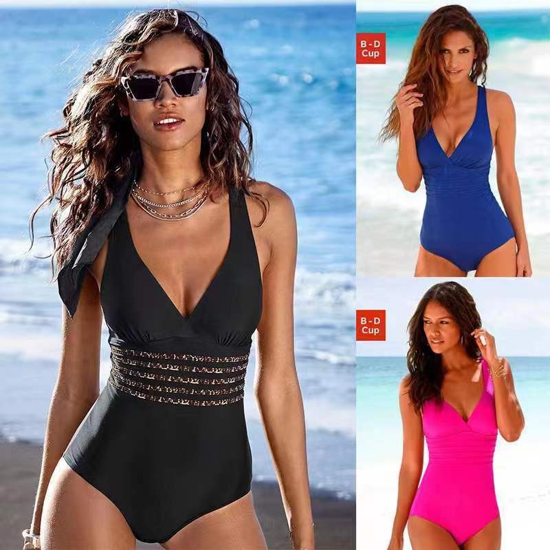 Woman Swimsuit Tankini Solid C - Swimsuit Bikini Ruched บทวิจารณ์และราคา