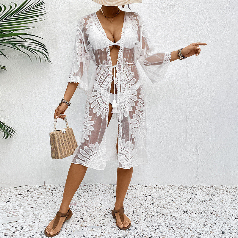 Illusion Sheer Beach Cover 202 - Kimono Sheer Floral บทวิจารณ์และราคา