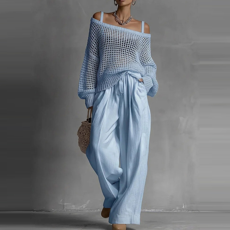 Fashion Solid One Shoulder Lon - Linen Pant Wide บทวิจารณ์และราคา
