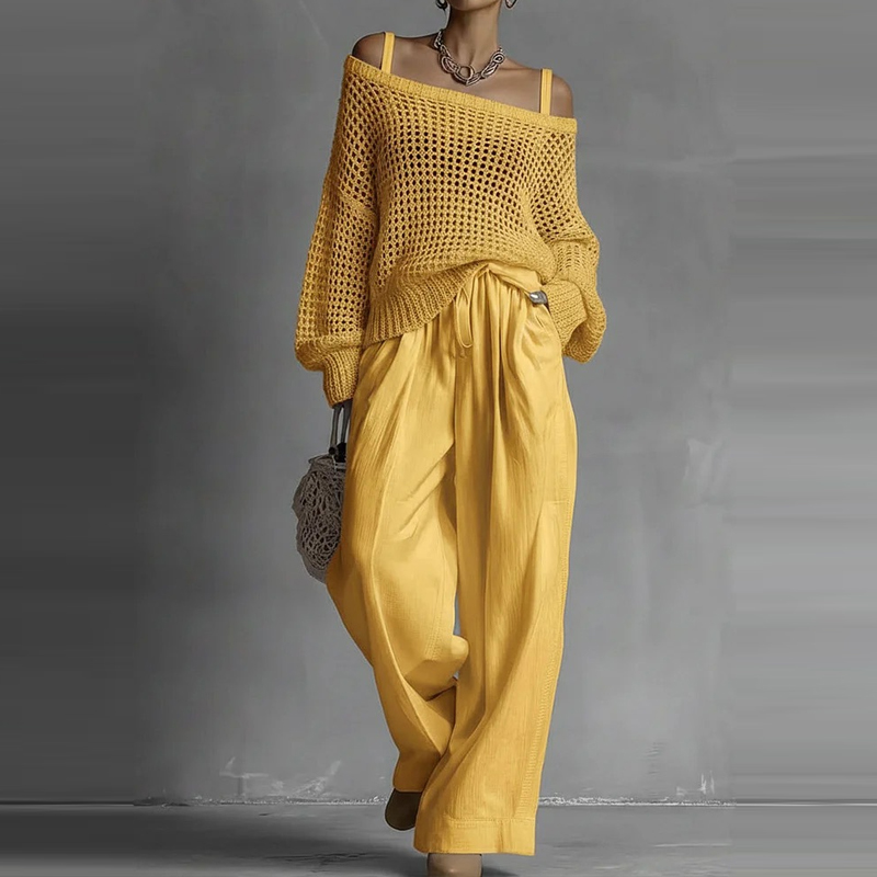 Fashion Solid One Shoulder Lon - Linen Pant Wide บทวิจารณ์และราคา