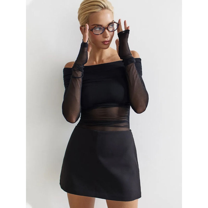 Women  Mesh Off Shoulder Top S - Blouse Off Shoulder บทวิจารณ์และราคา