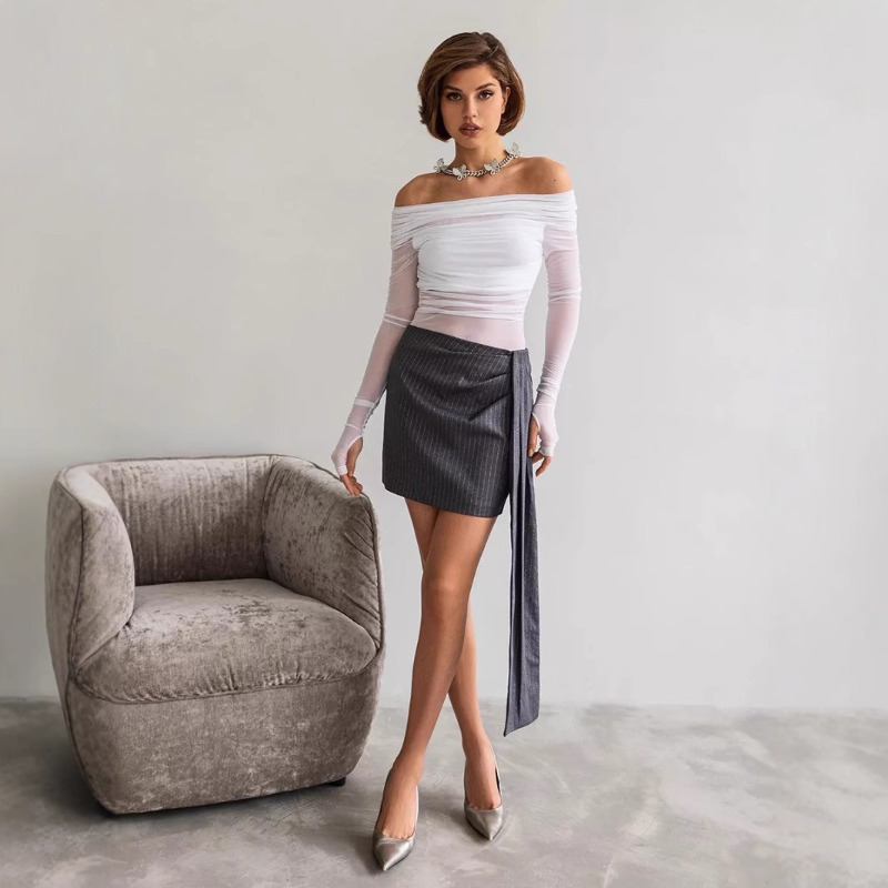 Women  Mesh Off Shoulder Top S - Blouse Off Shoulder บทวิจารณ์และราคา