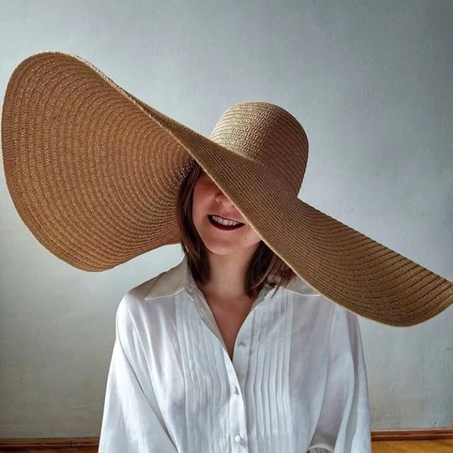 Oversized Beach Straw Hats for - Hat Floppy Wide บทวิจารณ์และราคา