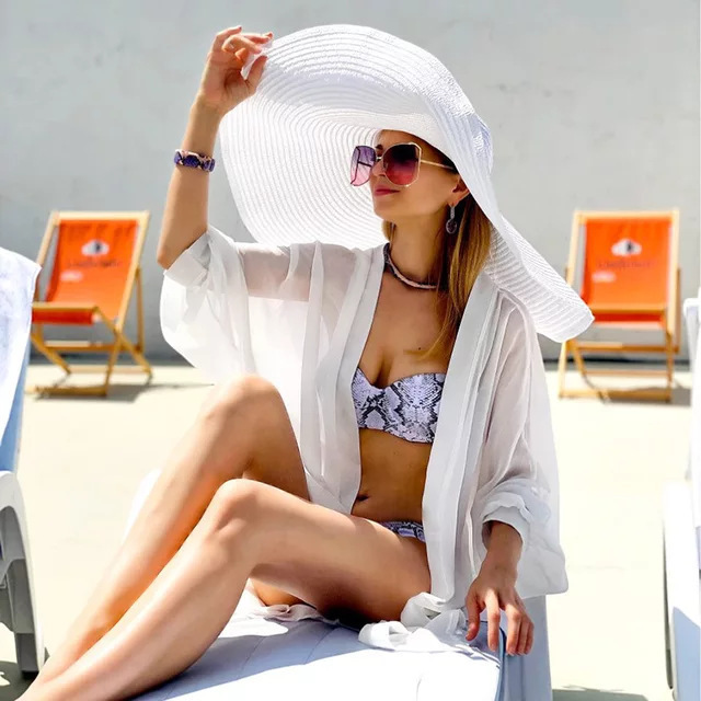 Oversized Beach Straw Hats for - Hat Floppy Wide บทวิจารณ์และราคา