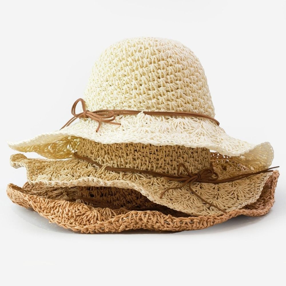 Handwoven Crochet Straw Hat Wi - Hat Floppy Wide บทวิจารณ์และราคา