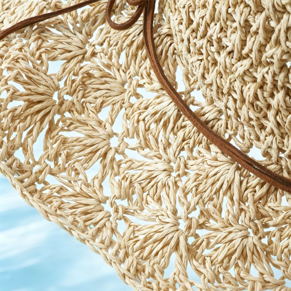 Handwoven Crochet Straw Hat Wi - Hat Floppy Wide บทวิจารณ์และราคา