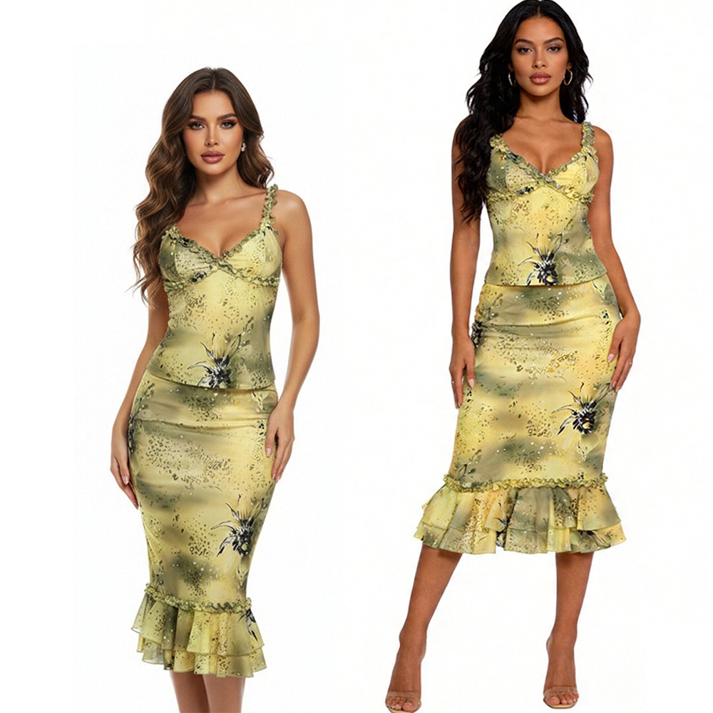 Women's Dress 2 Piece Floral P - Midi Skirt Floral บทวิจารณ์และราคา