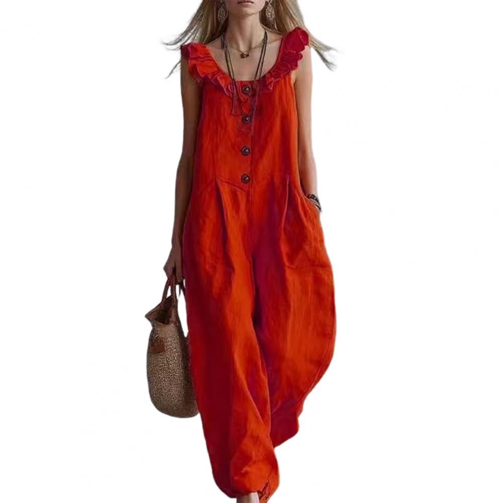 Women Jumpsuit Breathable Rela - Jumpsuit Linen Relaxed บทวิจารณ์และราคา