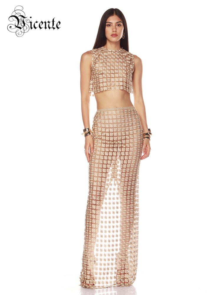 VC Stylish Beige Sleeveless Cr - Crop Top Crochet บทวิจารณ์และราคา
