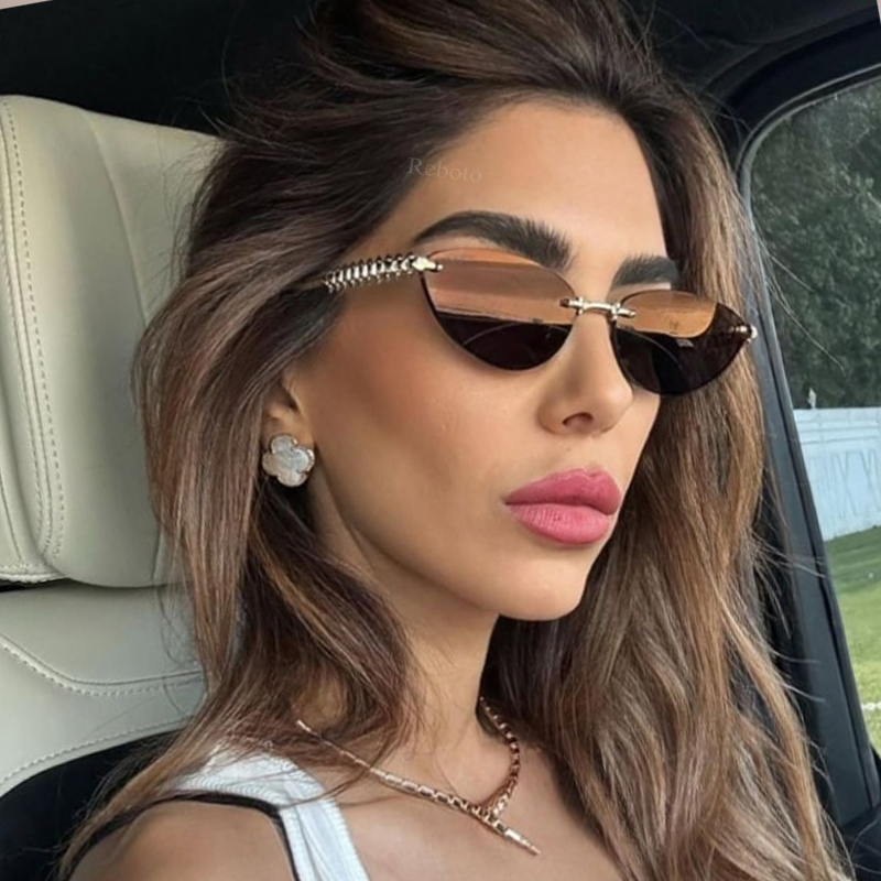New Cat Eye Rivet Rimless Sung - Sunglasses Cat Eye บทวิจารณ์และราคา