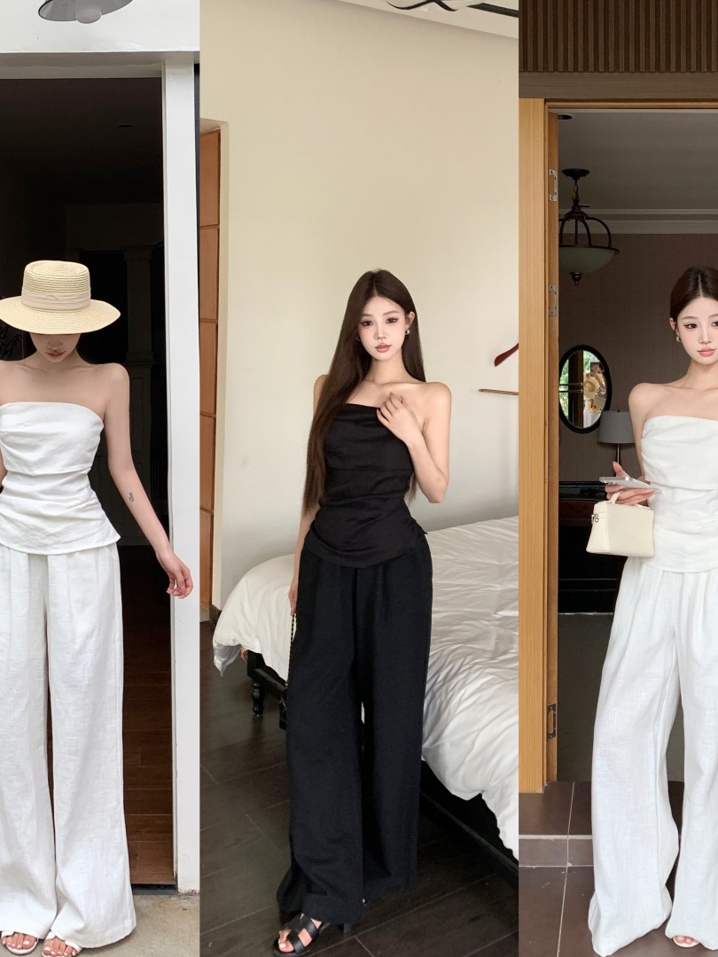 Elegant Cotton Linen Set Women - Linen Pant Wide บทวิจารณ์และราคา