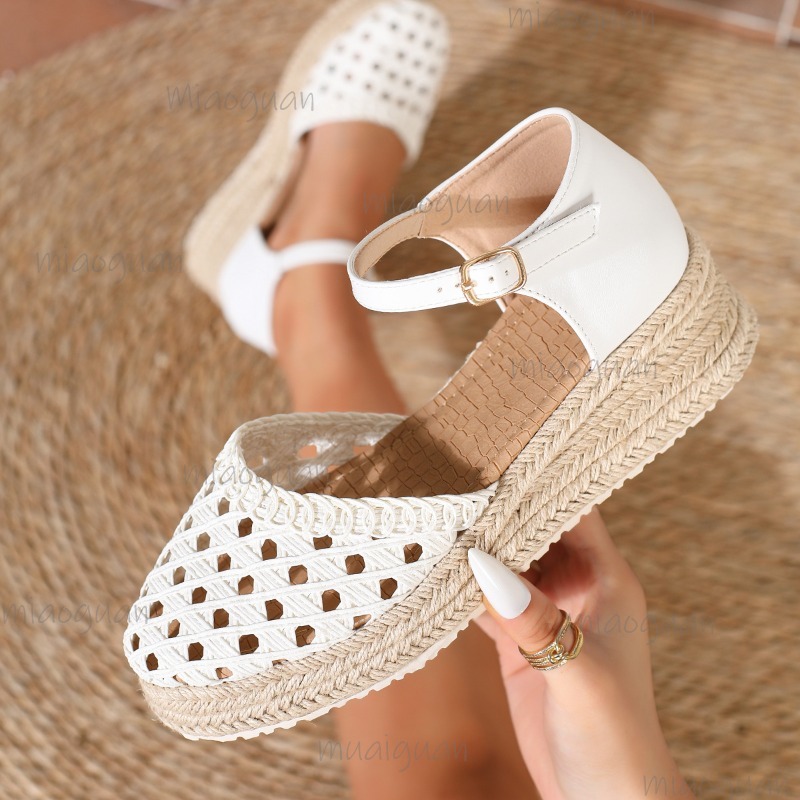 Boho Women's Hollow Out Woven  - Wedge Espadrille Women บทวิจารณ์และราคา