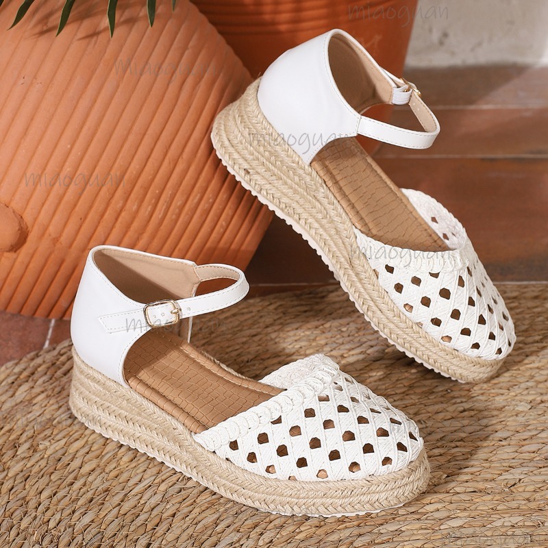 Boho Women's Hollow Out Woven  - Wedge Espadrille Women บทวิจารณ์และราคา