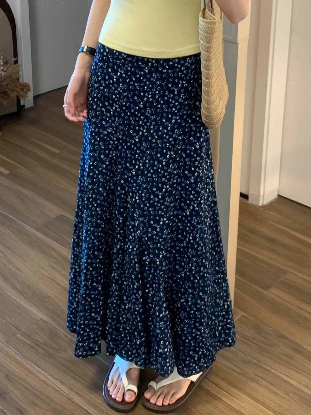plus Size Floral Print High Wa - Midi Skirt Floral บทวิจารณ์และราคา