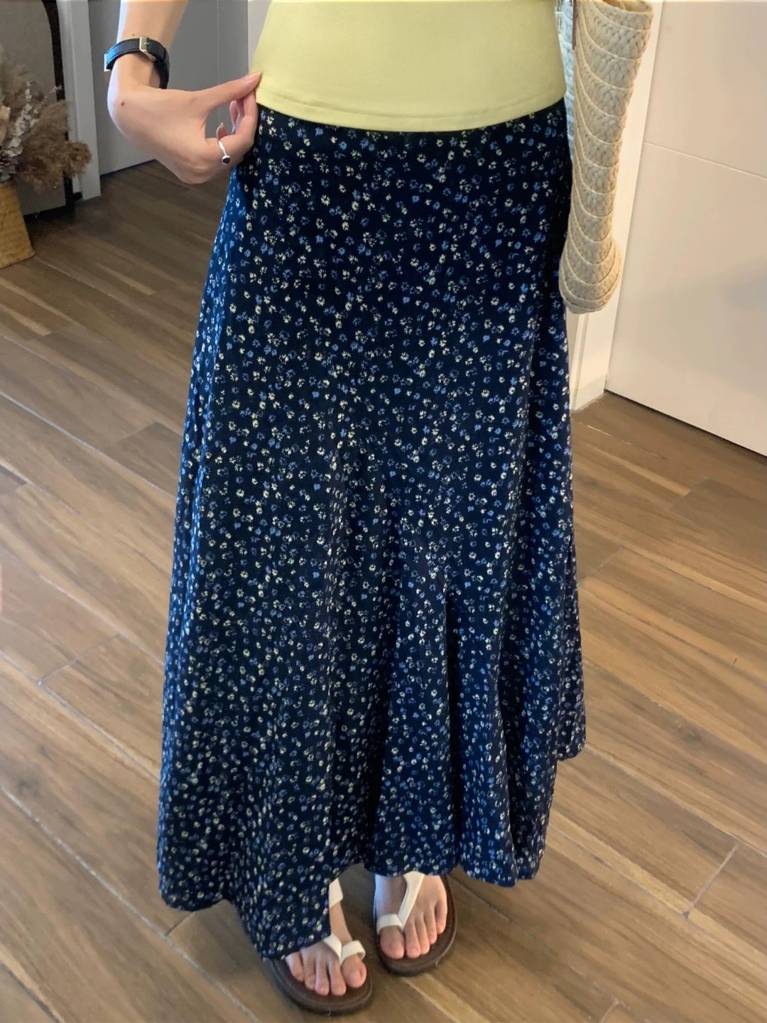 plus Size Floral Print High Wa - Midi Skirt Floral บทวิจารณ์และราคา