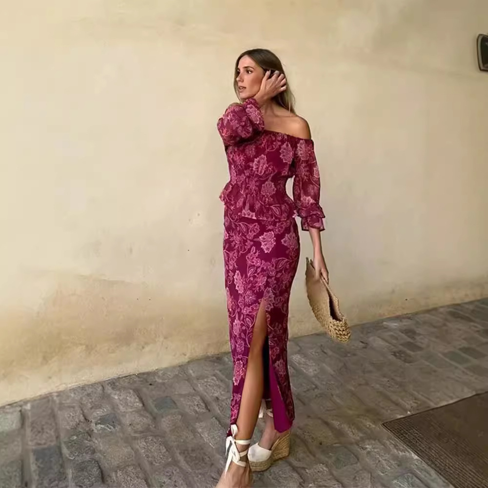 Women's Fashion Printed Off-Sh - Blouse Off Shoulder บทวิจารณ์และราคา