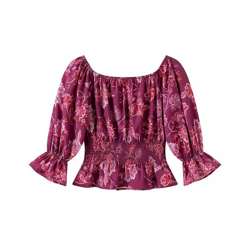 Women's Fashion Printed Off-Sh - Blouse Off Shoulder บทวิจารณ์และราคา