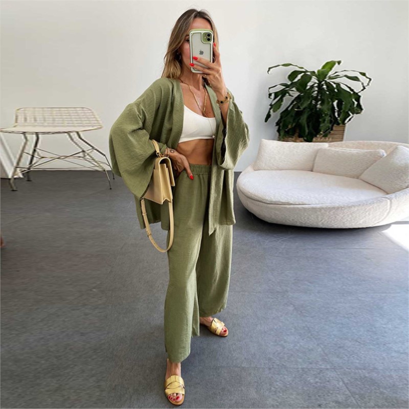 Women's Linen Trouser Suit Wit - Linen Pant Wide บทวิจารณ์และราคา