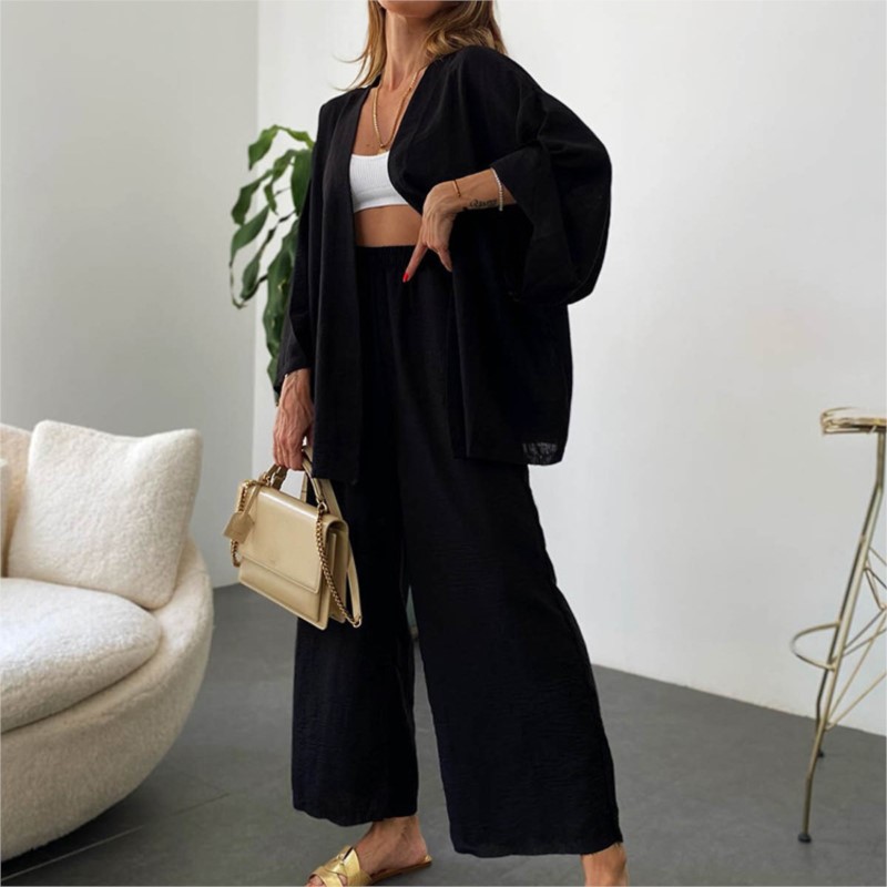Women's Linen Trouser Suit Wit - Linen Pant Wide บทวิจารณ์และราคา