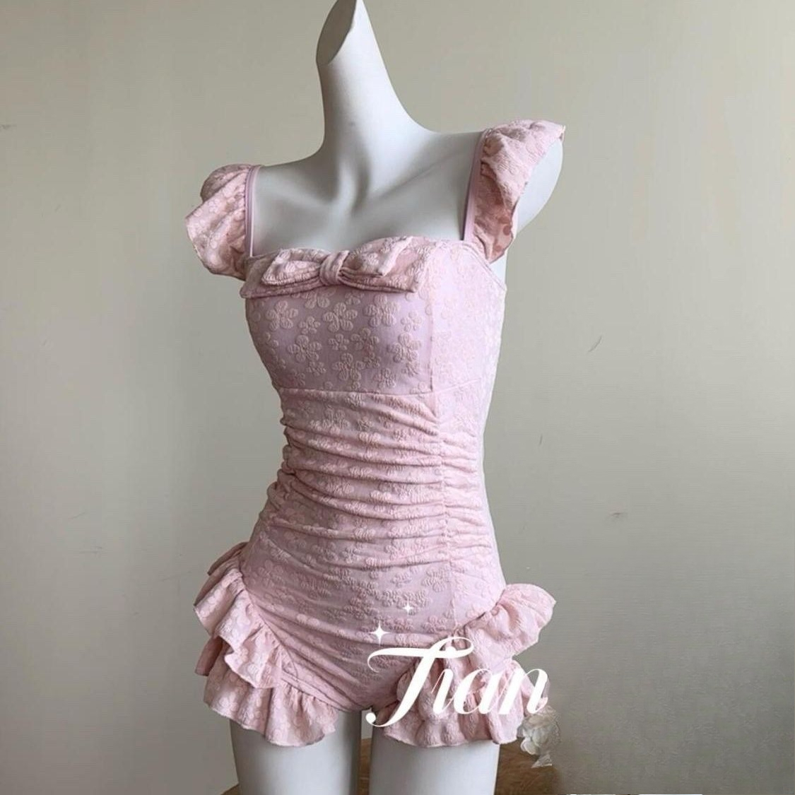 Swimsuit Women Pink Jacquard F - Swimsuit Bikini Ruched บทวิจารณ์และราคา