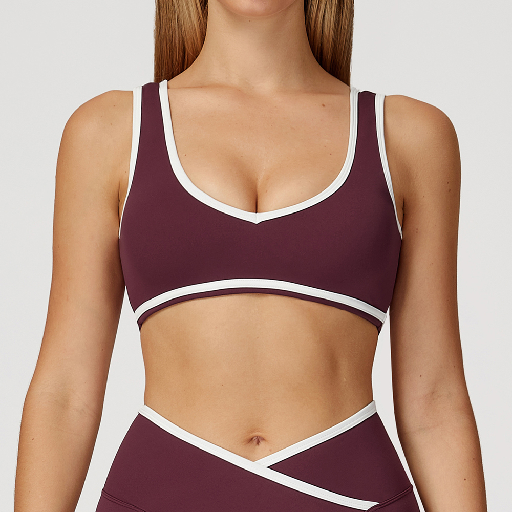 V-Neck Sports Bra Women Top Pu - Crop Top Crochet บทวิจารณ์และราคา