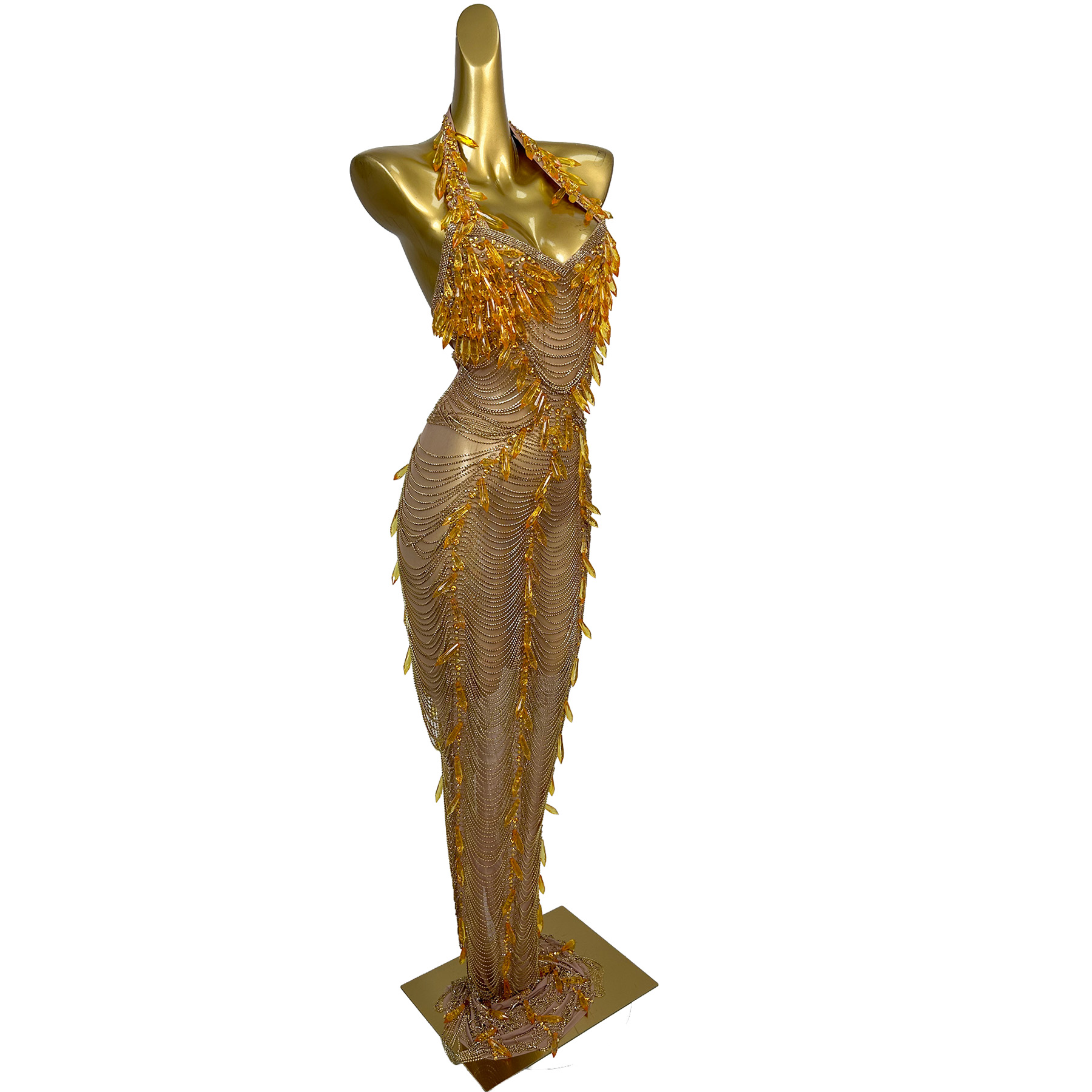 Ailisi Women Luxury Gold Cryst - Maxi Dress Halter บทวิจารณ์และราคา