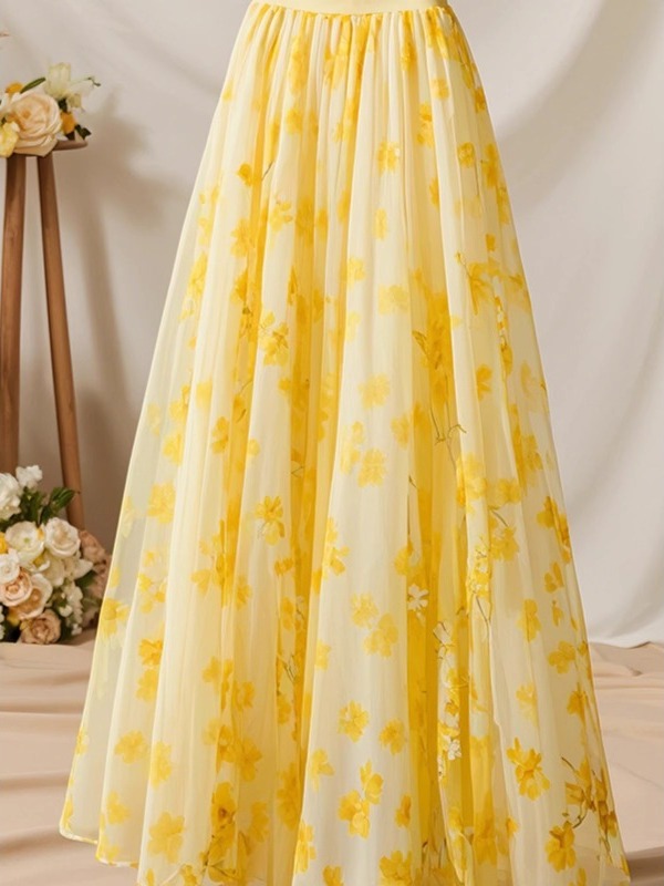 Summer 2026 High Waist Yellow  - Midi Skirt Floral บทวิจารณ์และราคา