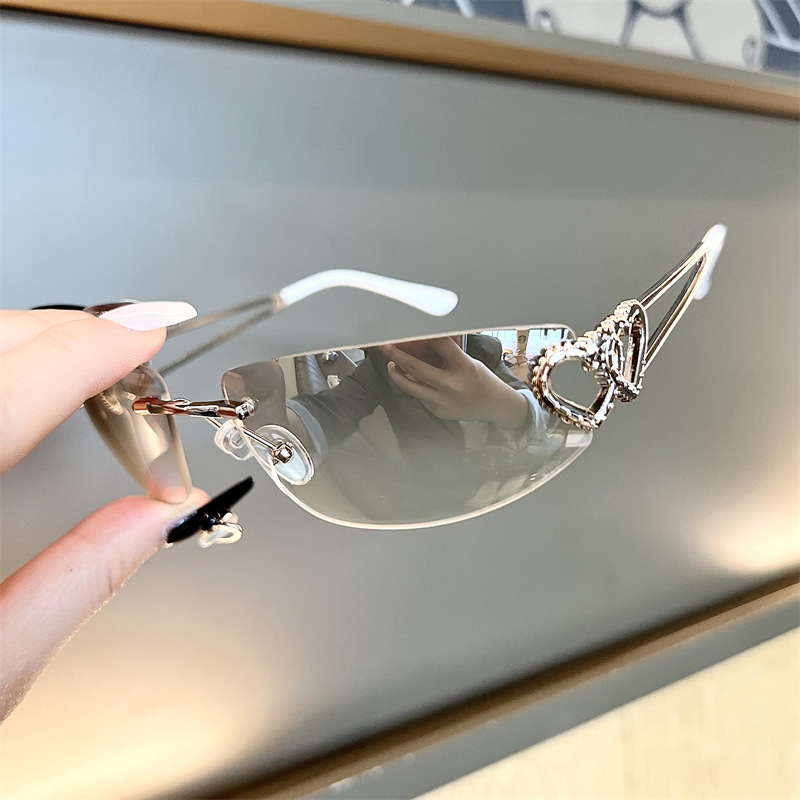 New Oval Cat Eye Frameless Mer - Sunglasses Cat Eye บทวิจารณ์และราคา