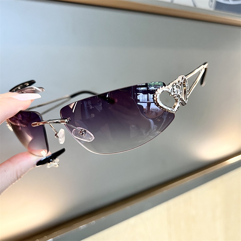 New Oval Cat Eye Frameless Mer - Sunglasses Cat Eye บทวิจารณ์และราคา