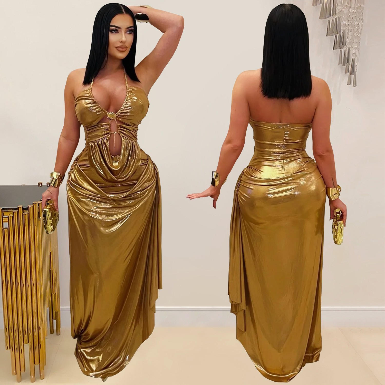 Prom Dress Evening Wedding Gue - Maxi Dress Halter บทวิจารณ์และราคา