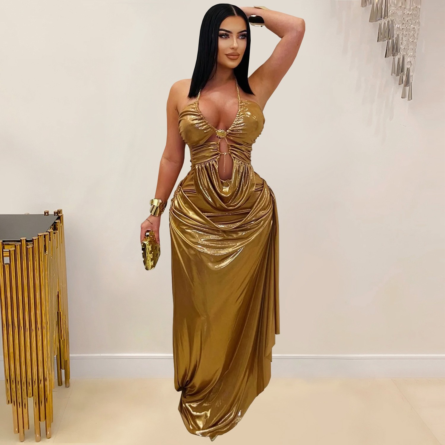 Prom Dress Evening Wedding Gue - Maxi Dress Halter บทวิจารณ์และราคา