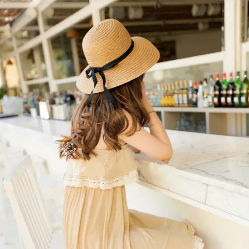 Wide Brim Bowknot Ribbon Straw - Hat Floppy Wide บทวิจารณ์และราคา
