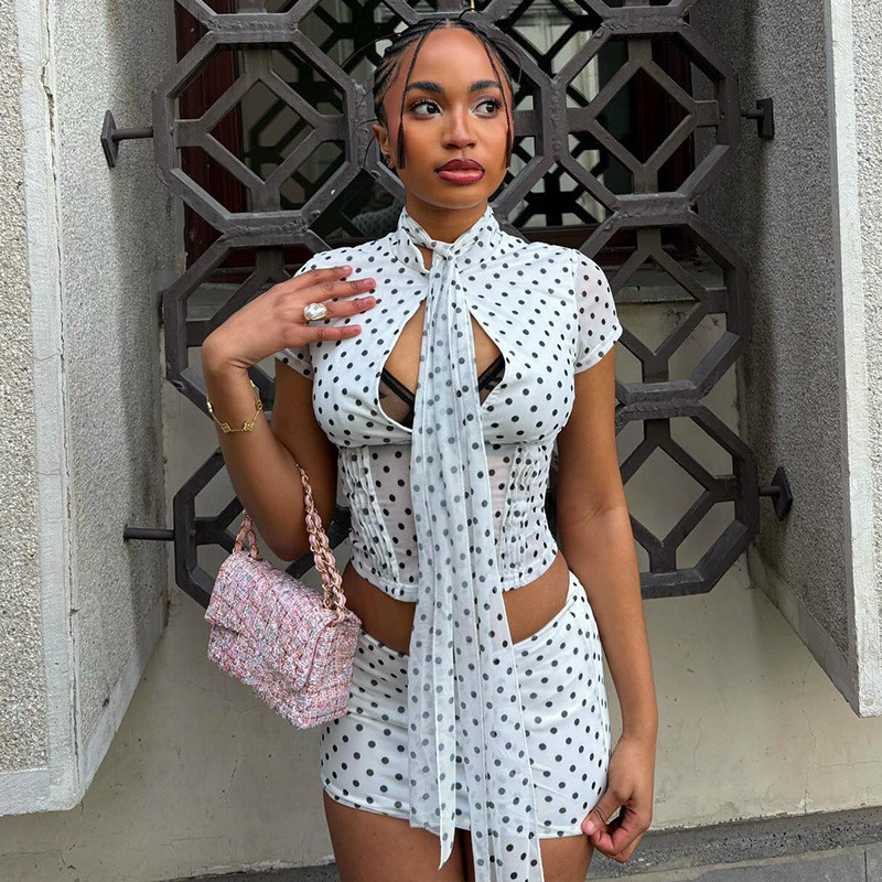 Leosoxs Women's Polka Dot Prin - Crop Top Crochet บทวิจารณ์และราคา