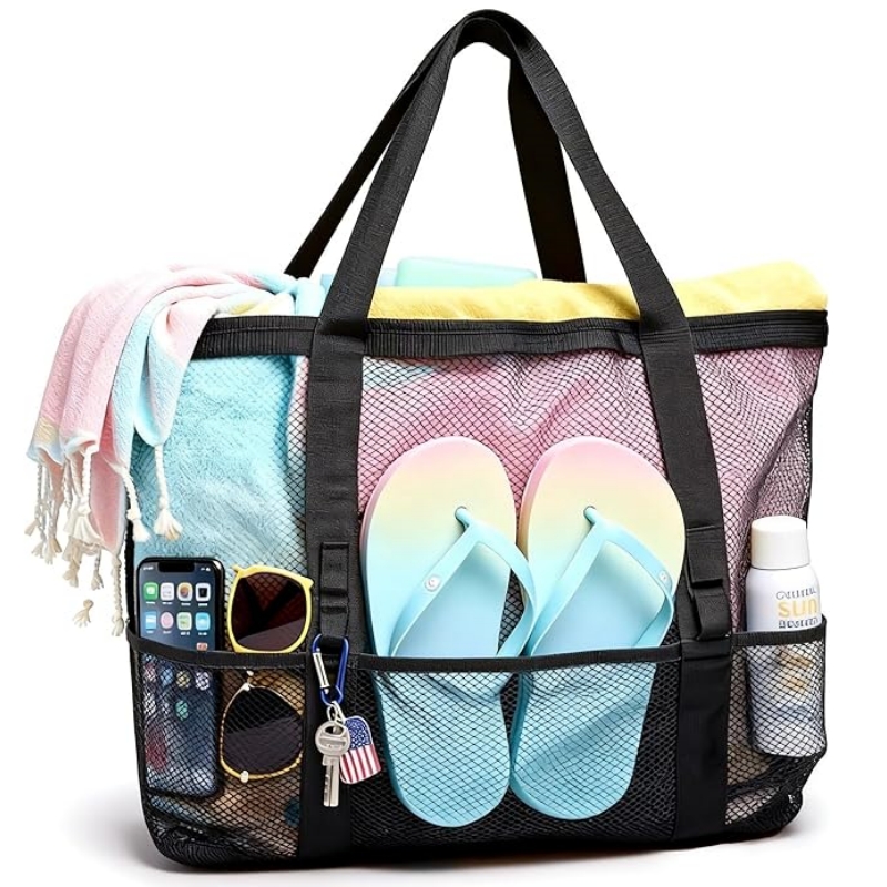 Travel Mesh Beach Bag for Wome - Tote Bag Beach บทวิจารณ์และราคา