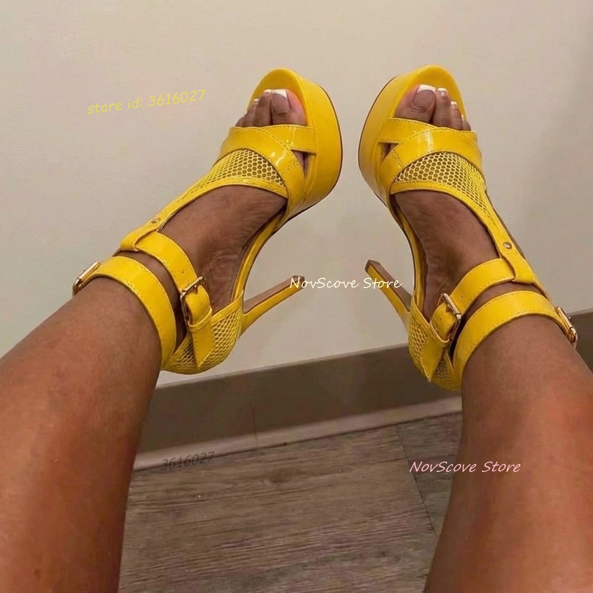 Yellow Open Toe Strappy Sandal - Sandal Strappy Heeled บทวิจารณ์และราคา