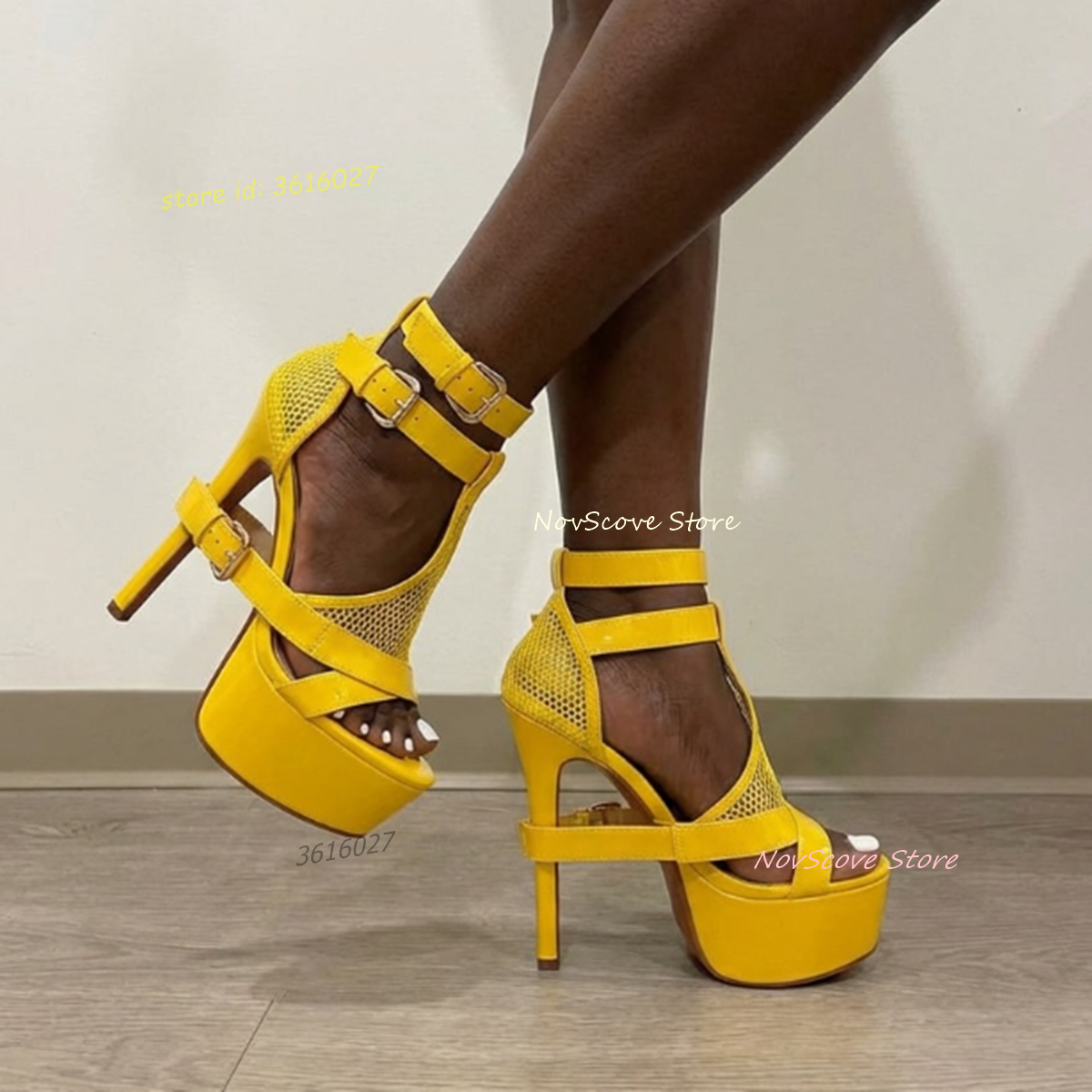 Yellow Open Toe Strappy Sandal - Sandal Strappy Heeled บทวิจารณ์และราคา