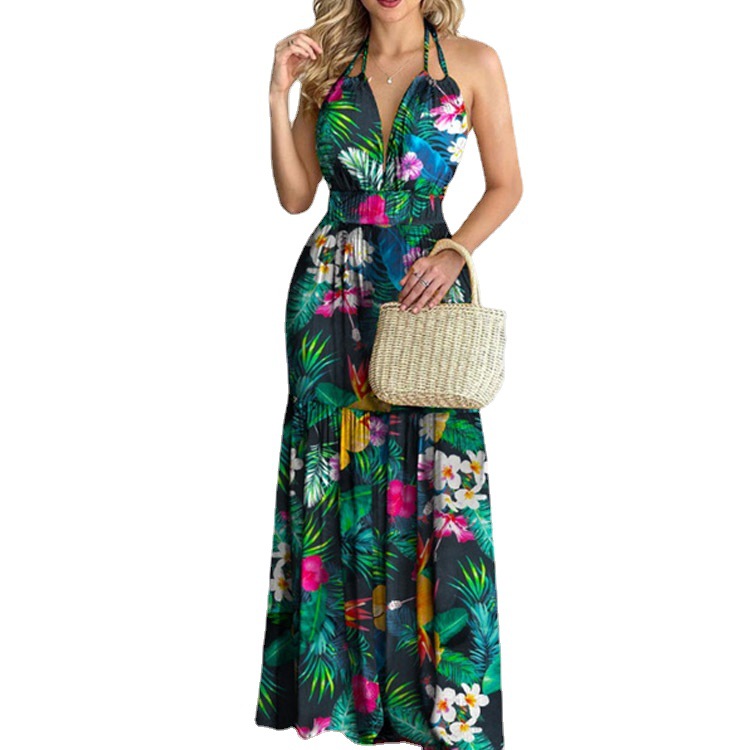 Floral Maxi Dress Long Backles - Maxi Dress Halter บทวิจารณ์และราคา