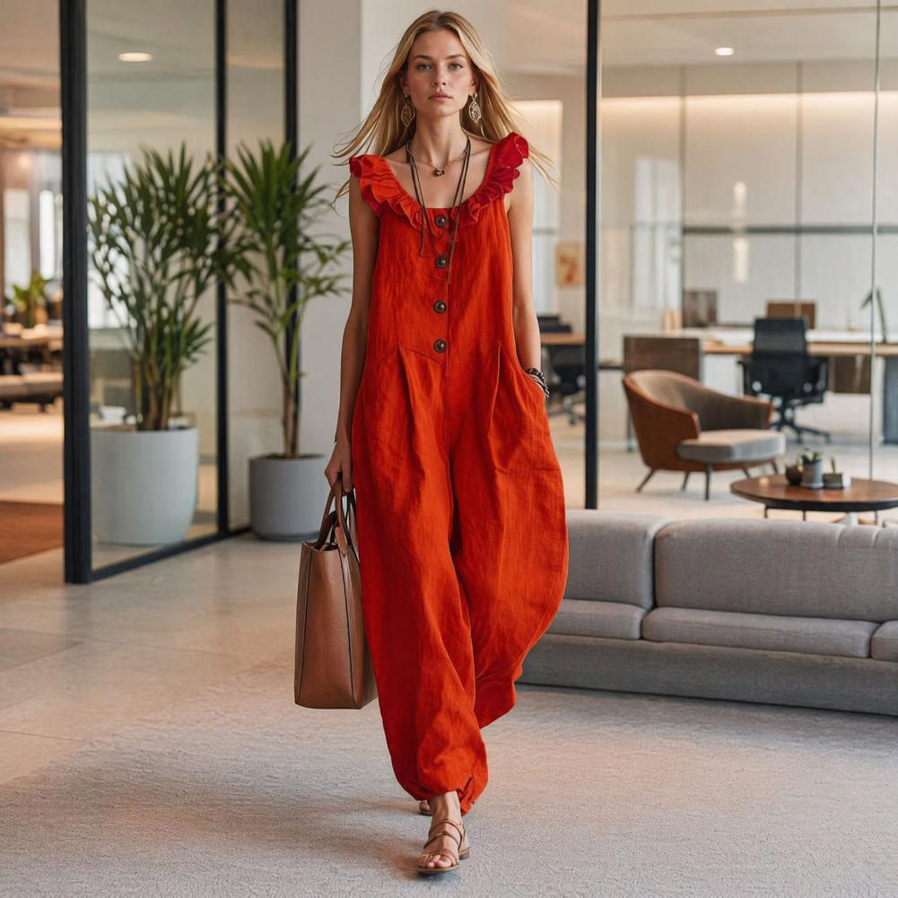 Relaxed Fit Romper Women Women - Jumpsuit Linen Relaxed บทวิจารณ์และราคา
