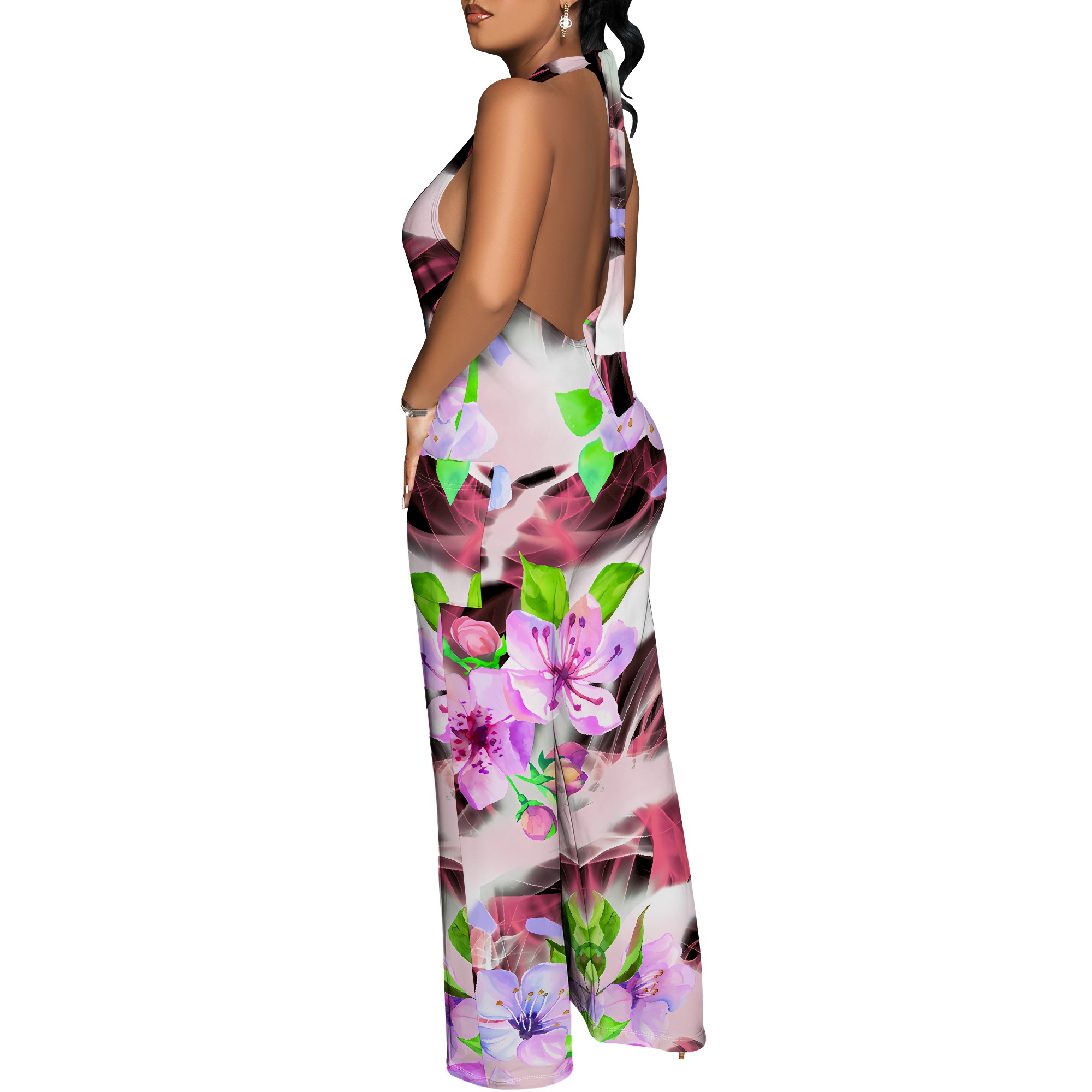 Floral Print Halter Jumpsuit - - Romper Floral Print บทวิจารณ์และราคา