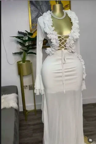 Fashion Women Set Mesh Full Sl - Crop Top Crochet บทวิจารณ์และราคา