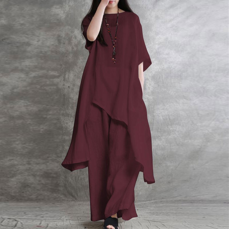 Women's Cotton Linen 2-piece S - Linen Pant Wide บทวิจารณ์และราคา