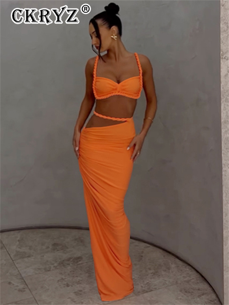 Ladies Summer Party 2 Piece Sk - Crop Top Crochet บทวิจารณ์และราคา