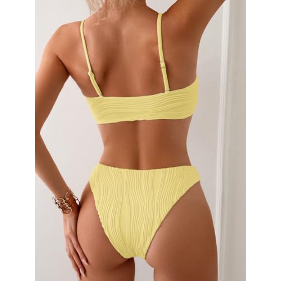 Fanuerg Women's Ribbed Bikini  - Swimsuit Bikini Ruched บทวิจารณ์และราคา
