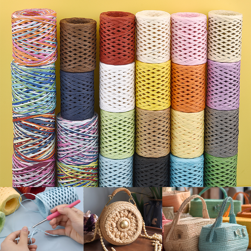 100M Natural Raffia Straw Yarn - Crochet Bag Raffia บทวิจารณ์และราคา