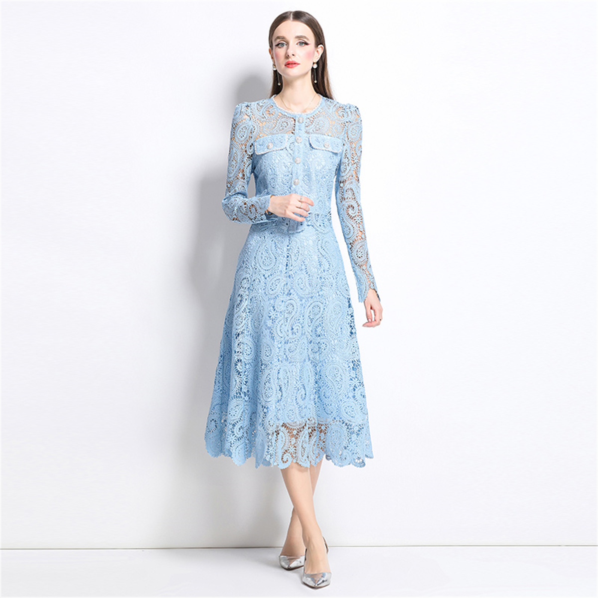Spring Sweet Lace Flower Embro - Midi Skirt Floral บทวิจารณ์และราคา
