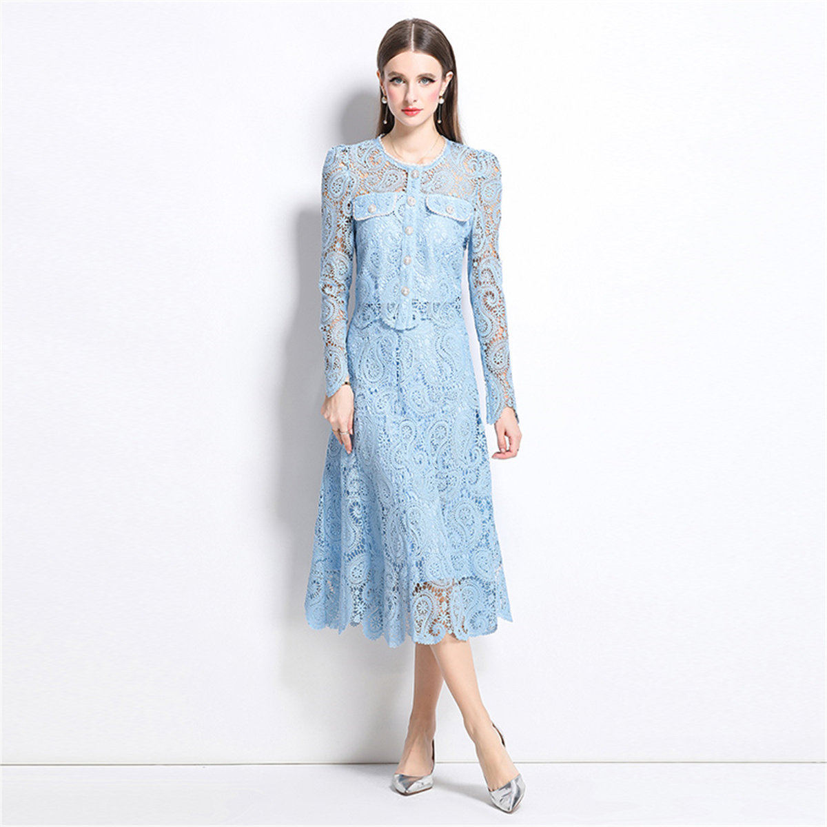 Spring Sweet Lace Flower Embro - Midi Skirt Floral บทวิจารณ์และราคา