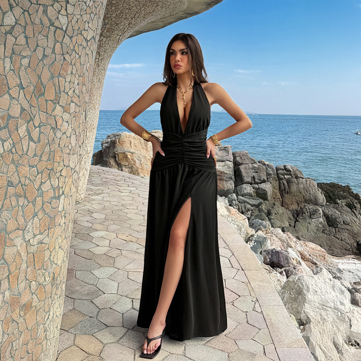 Women's Dress 2 Colors Halter  - Maxi Dress Halter บทวิจารณ์และราคา